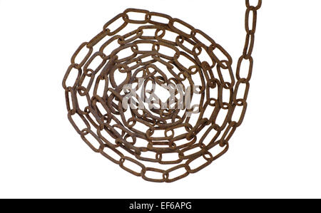 rostige Kette auf weißem Hintergrund Stockfoto