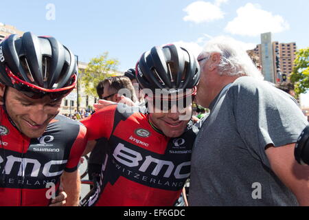 Adelaide, South Australia, Australien. 25. Januar 2015. CADEL EVANS beendet seine letzte Santos Tour Down Under. © Gary Francis/ZUMA Wire/ZUMAPRESS.com/Alamy Live-Nachrichten Stockfoto