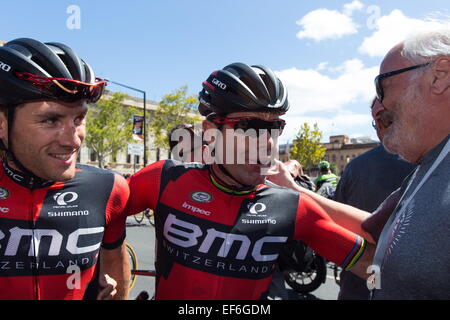 Adelaide, South Australia, Australien. 25. Januar 2015. CADEL EVANS beendet seine letzte Santos Tour Down Under. © Gary Francis/ZUMA Wire/ZUMAPRESS.com/Alamy Live-Nachrichten Stockfoto