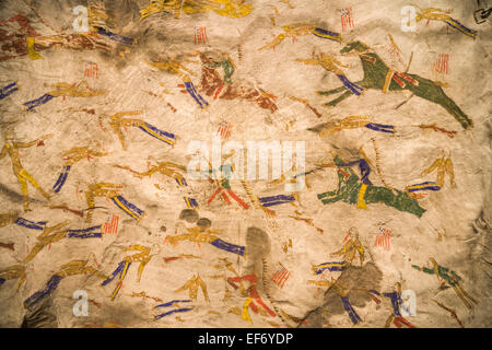 Native American Indian Hirsche verbergen Malerei Zeichnung, die Schlacht von Little Bighorn oder Custer's Last Stand. Stockfoto