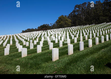 Grabsteine, San Francisco National Cemetery, National Cemetery, Presidio, Stadt von San Francisco, San Francisco, Kalifornien Stockfoto