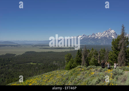 Der Grand Teton National Park von Signal Mountain Road, Wyoming, United States Stockfoto