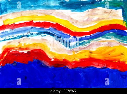 farbige Tinte Zeichnung schmutzig in Form von Wellen Stockfoto