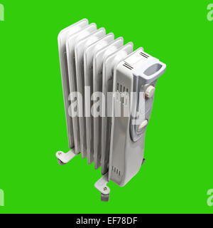 Öl-Elektroheizung isoliert auf grünem Hintergrund mit Clipping p Stockfoto