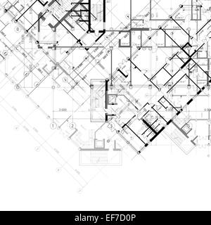 Vektor architektonische schwarzen und weißen Hintergrund mit den Plänen des Gebäudes Stock Vektor