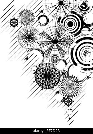 Vektor-schwarz / weiß Grunge-Hintergrund mit dekorativen durchbrochenen Kreise Stock Vektor