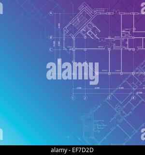 Blaue Vektor architektonischen Hintergrund mit Plänen von Gebäuden Stock Vektor