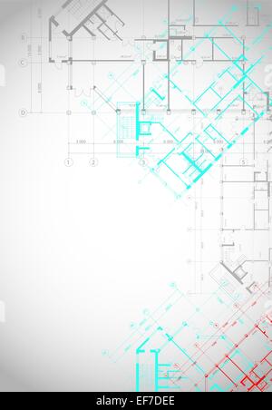 Vektor architektonische grauen Hintergrund mit farbigen Pläne des Gebäudes Stock Vektor