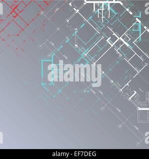 Vektor grauen architektonischen Hintergrund mit Plänen von Gebäuden im quadratischen format Stock Vektor