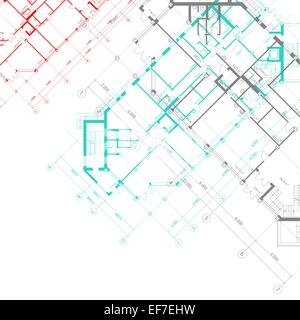 Vektor architektonische weißen Hintergrund mit farbigen Plänen des Gebäudes Stock Vektor