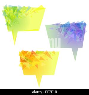 Vektor abstrakte gelbe Banner mit grün, blau, Türkis, orange Dreiecken Stock Vektor