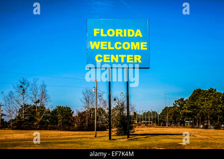 Florida Zentrum Willkommensschild knapp unterhalb der Kreuzung der i-75 und i-10 Stockfoto