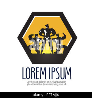 Turnhalle Vektor-Logo-Design-Vorlage. Symbol für Bodybuilder oder Sport. Stockfoto