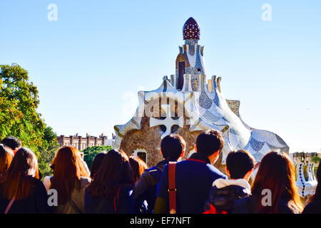 Park Güell von Antoni Gaudi Architekten. Barcelona, Katalonien, Spanien. Stockfoto