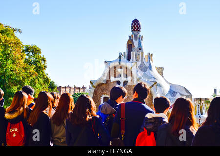 Park Güell von Antoni Gaudi Architekten. Barcelona, Katalonien, Spanien. Stockfoto