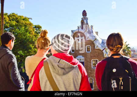 Park Güell von Antoni Gaudi Architekten. Barcelona, Katalonien, Spanien. Stockfoto