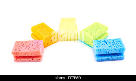Satz von fünf bunte Schwämme Stockfoto