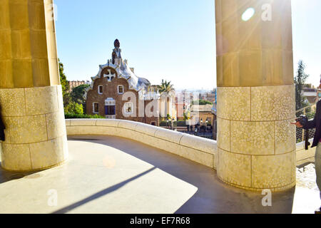 Park Güell von Antoni Gaudi entworfen Architekt. Barcelona, Katalonien, Spanien. Stockfoto