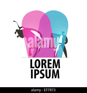 Stierkampf-Logo-Design-Vorlage. Matador oder Stierkampf-Symbol. Stockfoto