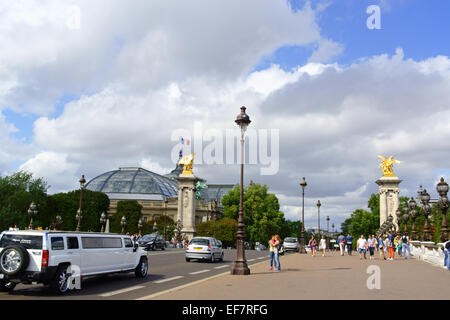 Paris, Frankreich - 18. August 2013: Pont Alexandre III ist ein Jugendstil-Brücke überqueren Ufer, zwischen 1896 und 1900 erbaut Stockfoto