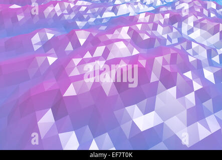 Abstrakt blau und lila digitale 3d low-Poly Oberfläche Hintergrundtextur Stockfoto