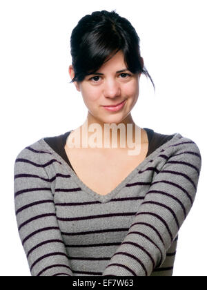 Junge Frau mit skurrilen Lächeln Stockfoto