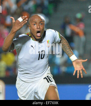 Äquatorial-Guinea. 27. Januar 2015. African Cup of Nations-Fußball-Turnier, Südafrika gegen Ghana. John Boye (Ghana) feiert ein Tor © Action Plus Sport/Alamy Live News Stockfoto