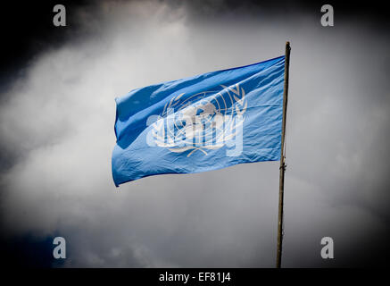 Die Flagge der Vereinten Nationen Stockfoto