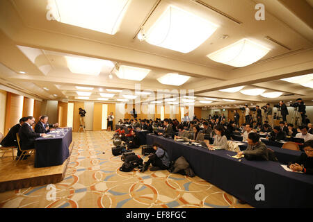 Freigabe von Japan aus FIBA Sanktionen. 28. Januar 2015. Allgemeine Ansicht, 28. Januar 2015 - Basketball: JAPAN-2024-TASK-FORCE hält eine Pressekonferenz am Grand Prince Hotel New Takanawa, Tokio, Japan. Diese Gruppe wurde mit dem Ziel, langfristig 10 Jahre Basketball in Japan und das kurzfristige Ziel der Freisetzung von Japan aus FIBA Sanktionen zu verbessern erstellt. © Shingo Ito/AFLO SPORT/Alamy Live-Nachrichten Stockfoto