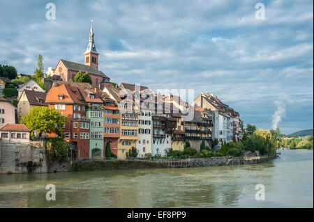 Blick auf die Stadt Laufenburg mit Rhein, Laufenburg, Schwarzwald, Baden-Württemberg, Deutschland Stockfoto