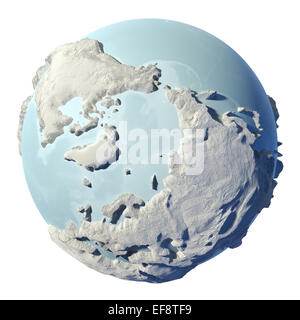 Winter Erde isoliert auf weißem Hintergrund. 3D Render. Nordpol. Elemente dieses Bildes, eingerichtet von der NASA Stockfoto