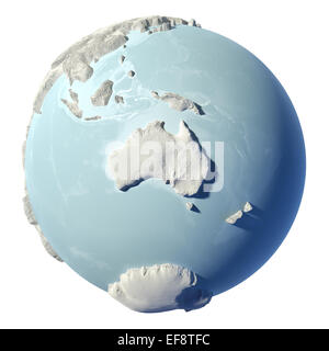 Winter Erde isoliert auf weißem Hintergrund. 3D Render. Kontinent Australien. Elemente dieses Bildes, eingerichtet von der NASA Stockfoto