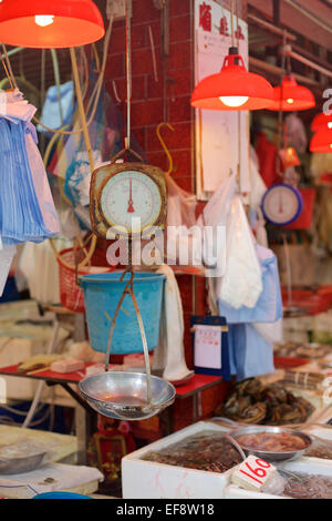 Waage am Markt in China, Hong Kong, Nahaufnahme Stockfoto