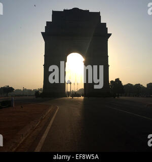 Indien, Neu-Delhi. India Gate bei Sonnenaufgang Stockfoto