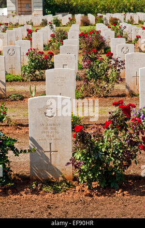 Britische Gräber in Souda Bay CWGC Friedhof, Souda Bay, Kreta, Griechenland Stockfoto