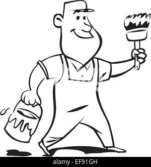 Ein Maler mit Pinsel und Farbe können Stock Vektor