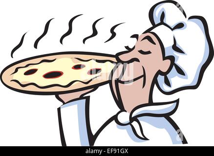 Halten Sie eine Pizza Koch Stock Vektor