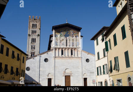 Kirche San Frediano Fassade, Lucca, Toskana, Italien Stockfoto