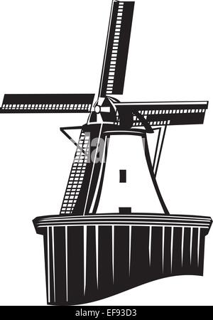 Holländische Windmühle Stock Vektor