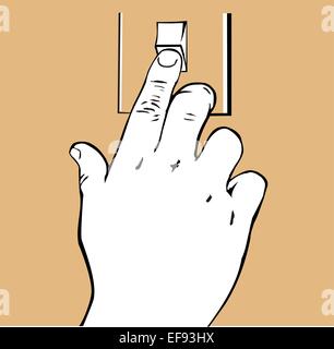 Lichtschalter Finger drücken Stock Vektor
