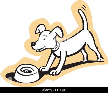 Hund mit Futternapf Stock Vektor