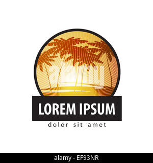 Palm-Bäume-Logo-Design-Vorlage. Symbol für Reisen oder Urlaub. Stockfoto
