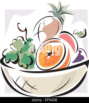Bowl of Fruits Stock Vektor