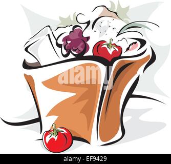 Paper Bag with Groceries Stock Vektor