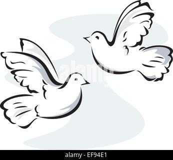 Zwei fliegende Tauben Stock Vektor