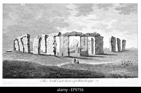 Kupferstich von 1776 Landschaft Schönheiten England elegantesten herrlichen öffentlichen Bauten Stonehenge North East prähistorischen Stockfoto