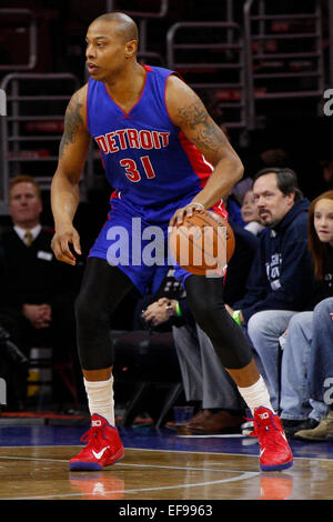 28. Januar 2015: Detroit Pistons weiterleiten Caron Butler (31) in Aktion während der NBA-Spiel zwischen den Detroit Pistons und die Philadelphia 76ers im Wells Fargo Center in Philadelphia, Pennsylvania. Die Philadelphia 76ers gewann 89-69. Stockfoto