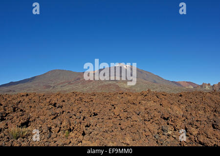 Lavafeld, Teide und Pico Viejo, Las Cañadas del Teide Nationalpark Teide, Stockfoto