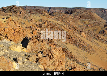 Blick vom Las Minas de San José über die Caldera, die Las Cañadas del Teide, den Teide-Nationalpark, Stockfoto