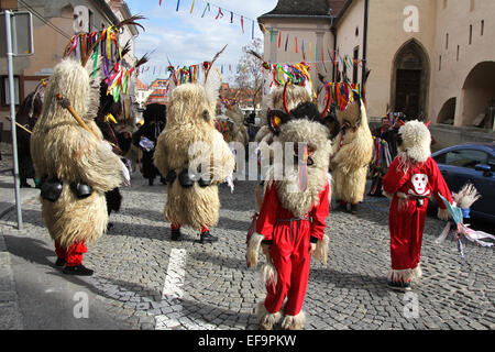 PTUJ, Slowenien - März 1: Kurent ist Slowenisch alten traditionellen Karnevalsmaske mit Glocken und in Pelz gekleidet. Sie jagen nach dem w Stockfoto